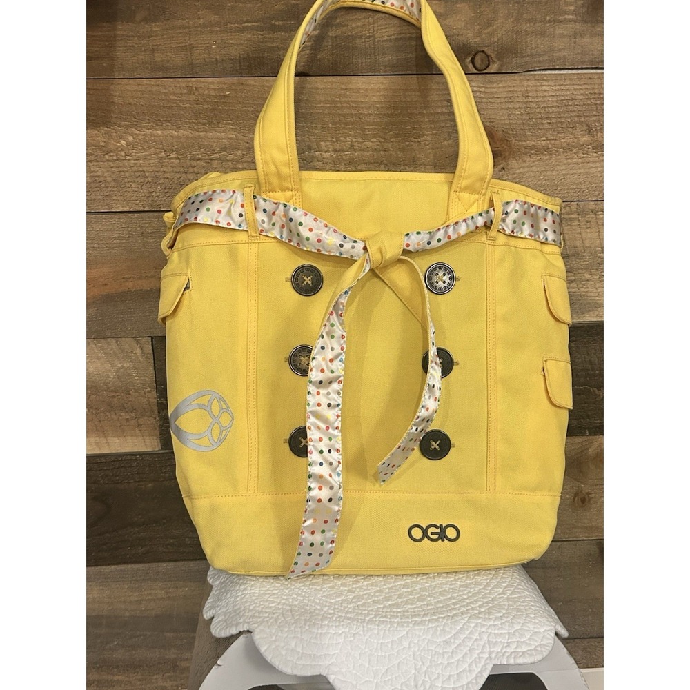 OGIO‎ Hamptons Terra Women's Yellow Tote Bag Polka Dot interior EUC